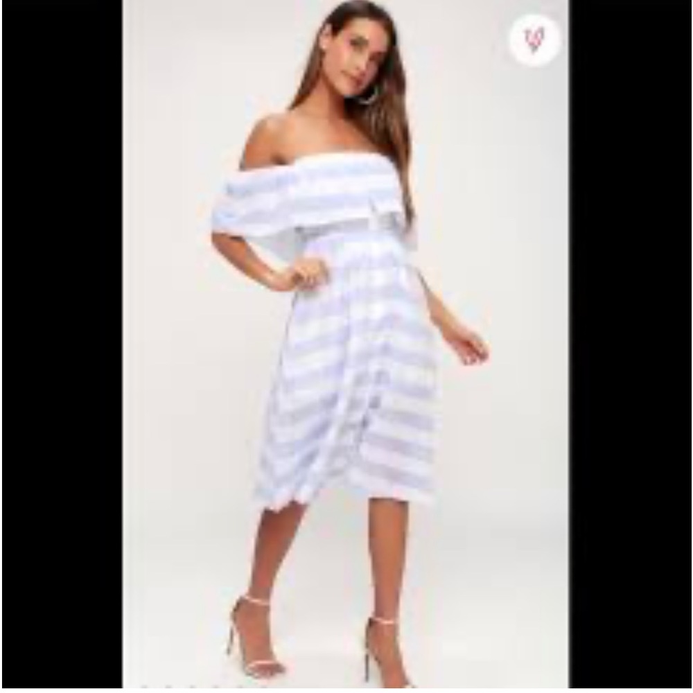 Jealous Tomato Off Shoulder Stripped Midi. Size M